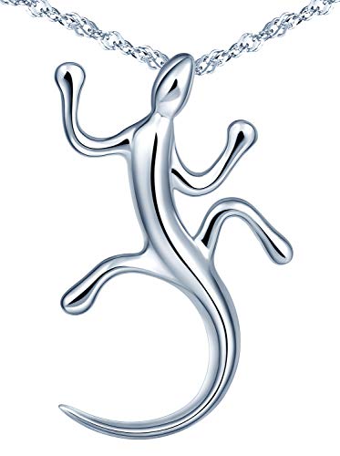 MicLee - Collar para mujer de plata de ley 925, colgante de lagarto, cadena con bolsa de regalo