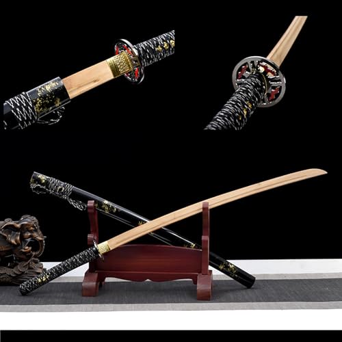 Épée en bambou faite à la main avec gaine en bois massif – 101,6 cm,Katana bambou naturel,épée en bois d'entraînement Iaido,pour cosplay,entraînement Kendo,cadeaux d'anniversaire Noël hommes et femmes
