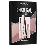 L'Oréal Paris Make-up Set mit Wimperntusche, Eyeliner und Lippenstift, False Lash Paradise Mascara (schwarz), Color Riche Plump & Shine Lippenstift (nude), Superliner Perfect Slim (schwarz), 3-teilig