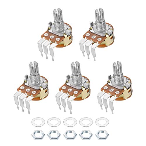 uxcell WH148 Potentiometer with Switch 50K Ohm Variable Resistors Single Turn Rotary Carbon Film Taper 5pcs