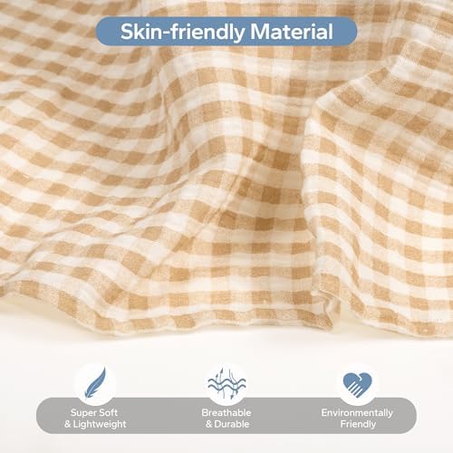 SERAPHY 100% Muslin Cotton Car Seat Covers for Babies, Universal Baby Car Seat Cover, Breathable Muslin Carseat Cover Canopies for Boys and Girls, Soft Infant Car Seat Cover for Summer — Beige — view 3