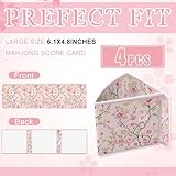 Sonwyoung 4 Pack Chinoiserie Mahjong Card Holder Chinoiserie Print Mahjong Card Sleeve Large Size(6 1/8”x4 3/4”) Soft Printed Fabric Scorecard Protector Holder Cover Gifts(Pink and Green)