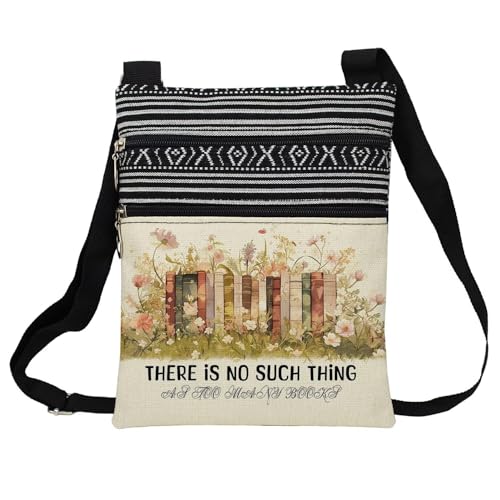 Books Messenger Bag Small Ethnic Pattern Printed Adjustable Strap Crossbody Zipper Bag Phone Bag Wallet Cute Shoulder Handbag for Librarians Book Lovers Women - Main Image
