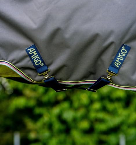 Image of Horseware Amigo Bravo 12 Original Turnout 100g - Shadow /Navy & Lime, 72 inches