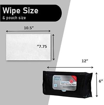 Table Top And Counter Cleaning Wipes, 12 Pouches, 80 Count | 10.5 x 7.75 Pre-Moistened Wipes With High Shine Formula - Perfect For Use at Home, Restaurants, Clinics, Office