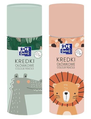 Kredki ołówkowe Oxford Kids, w tubie, 24 sztuki + 2 gratis (złoty i srebrny), mix kolorów