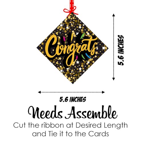 Image of Balloonistics inchCongrats inch Theme Hanging Decorations (Pack of 12) - Double-Sided Cardstock Congratulations Bunting for Graduation, Promotions & Success Parties - Elegant Achievement Ceiling Decor with Ribbons (Hangings - Pack of 12)