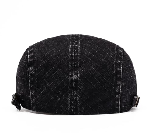 Image of Quanhaigou Unisex Denim Newsboy Hats Flat Ivy Gatsby Cabbie Driving Berets Hat Cotton Dad Cap for Men Women