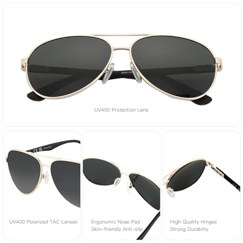 Image of ZENOTTIC Polarized Aviator Sunglasses for Men Carbon Fiber Temple Pilot Sun Glasses with Mirrored Lens UV Protection
