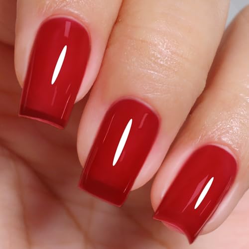 Imtiti Jelly Gel Nail Polish, Sheer Jelly Red Translucent Red Soa...