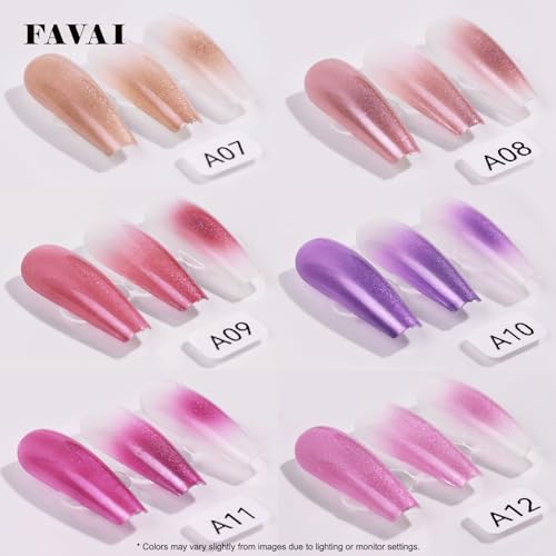 FAVAI Airbrush Gel Nail Polish,12 Chrome Color, Polish Air Gel Set, Metallic Shades, Iridescent, No Dilution,Acetone-Free,French Manicure,Ombre Nail Art