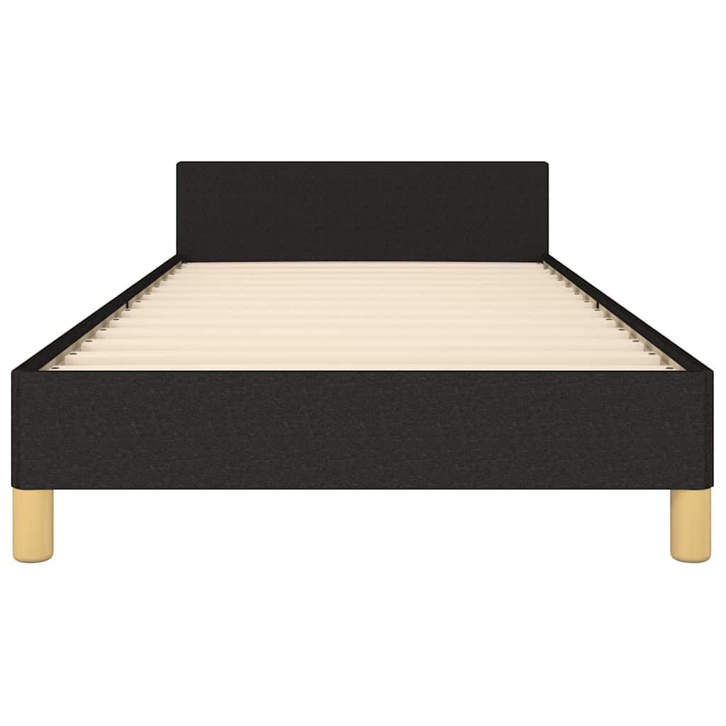 Telaio per letto senza materasso, nero, 80 x 200 cm, in tessuto con testiera e rete a doghe, stabile telaio per letto singolo imbottito per camera da letto e camera dei ragazzi