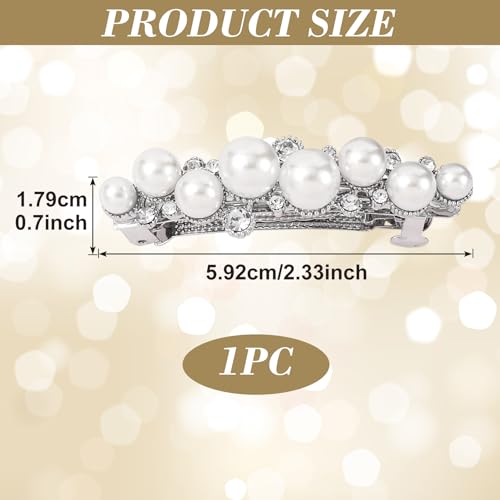 Pinza para cabello con perlas Isslly, bañado en plata vintage, elegante para boda y fiesta - 1 pieza miniatura 2