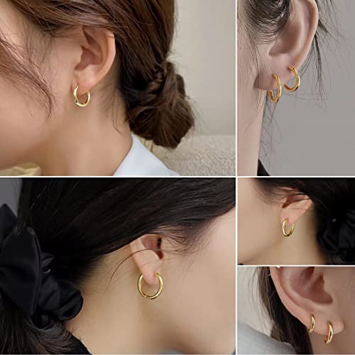 Anlcqc 6 Pairs Gold Hoop Earrings For Women, 18K Gold Plated Hypoallergenic Small Gold Huggie Hoop Earrings Set For Women Girls, 10Mm-20Mm Lightweight Cartilage Earrings Ear Jewelry Gift (Gold) #TOP6