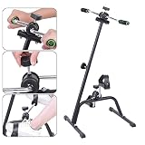 SOULONG Mini rower treningowy, ćwiczenia ramion i nóg, trening rowerowy dla osób starszych z niepełnosprawnościami, czarny, stal nierdzewna, regulowane siedzisko i opór, tarcie