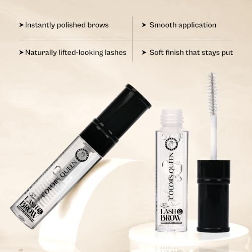 Image of Colors Queen Clear Lash & Brow Mascara - 7ml | Waterproof & Long Lasting Clear Eye Brow Enhancer, Eye Brow Set Gel & Shaper, Transparent Mascara for Women Enriched with Vitamin E