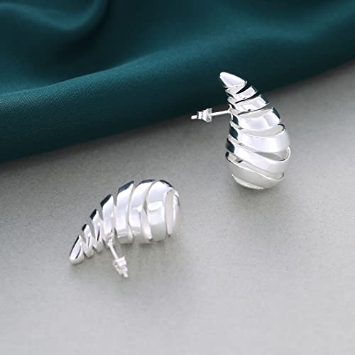 Image of Apsvo Chunky 14K Gold Plated Hoop Earrings for Women, Lightweight Waterdrop Hollow Open Hoops, Hypoallergenic Dupes Earrings