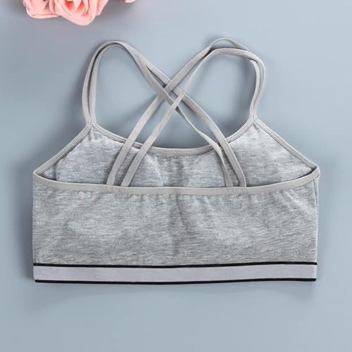 Training Bras for Girls 9-14 Years Old, 4 Pack Girls Sports Bra Cotton Spaghetti Strap Girls Bras with Pads4