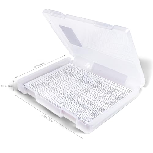 Image of 4 Packs A4 Paper Storage Boxes, 8.5 x 11 Plastic Portable Project Case for US Letter Size, Multi-Purpose Thick Scrapbook Storage Box for Office