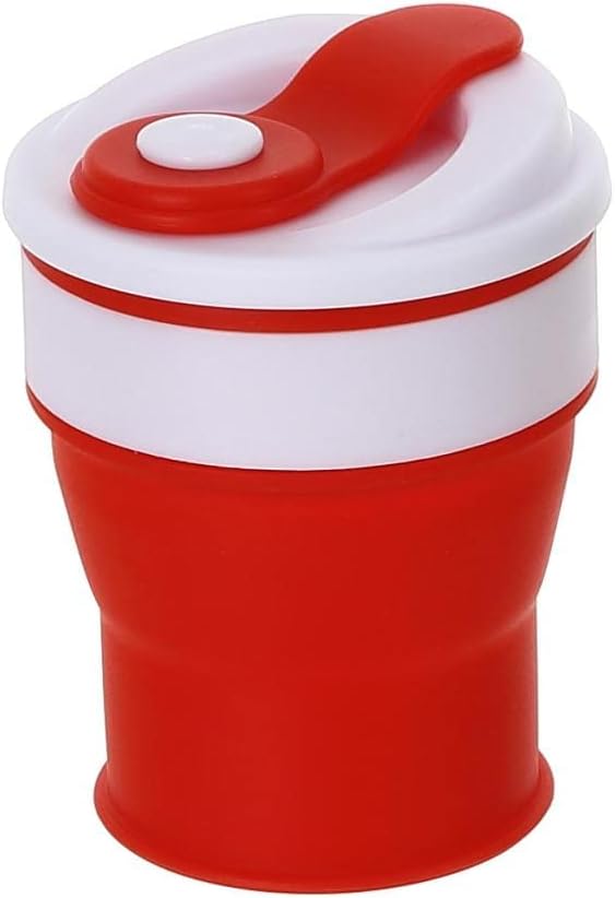 YBM HOME Silicone Collapsible Travel Cup with Lid - Unbreakable Silicone Folding Cup Drinkware for Camping and Travel, 12 oz - 12152-1