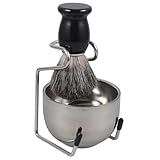 Abaodam 木柄胡刷剃须 獾毛シェービングブラシ 泡立てボウル付き メンズ髭ケア用品 伝統的な髭剃りツール 理容室 家用快適グリップ