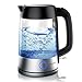 CSL-Computer Arendo - Glas Edelstahl Wasserkocher mit LED Innenbeleuchtung - 2200 Watt - 1,7 Liter - integrierter Kalkfilter - automatische Abschaltung durch patentierten Strix Contoller - Kabellos