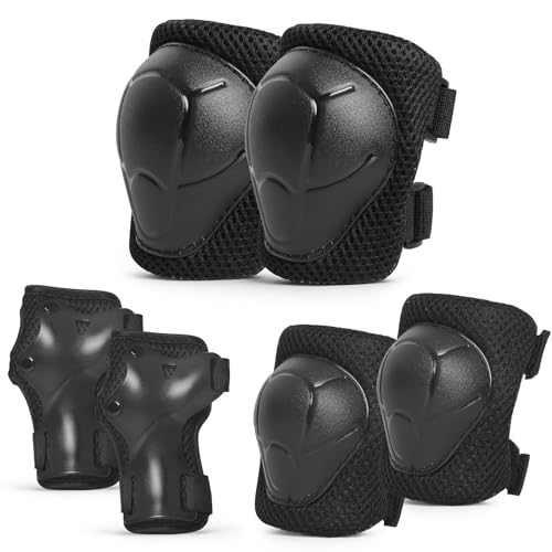 Image of KRIDDO 3-in-1Protective Gear Set, Knee Pads and Elbow Pads Set with Wrist Guards for Ages 3-12 Years, Ideal for Skateboard, Cycling, Scooter & Skating, Includes Storage Bag
