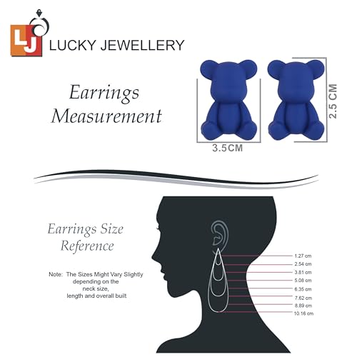 Image of Lucky Jewellery Designer Trendy Teddy And Rabbit Design Earring Stylish Teddy Bear Stud Earing | Cute Cartoon Earrings For Girls & Women (CHEP-TEDDY-PARENT)