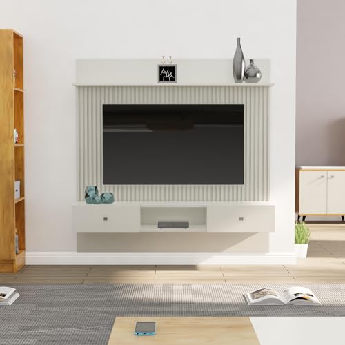 Image of Bniture TV Unit for Living Room Bedroom Unit Frosty White Upto 30 to 65 Inch Cabinet Base Mount, with Storage, Ideal for TV