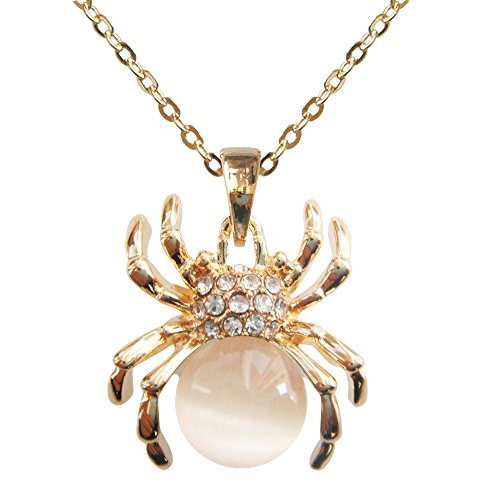 Navachi 18k Gold Plated White Opal Crystal Spider Az6081s Pendant Necklace 16 +2 