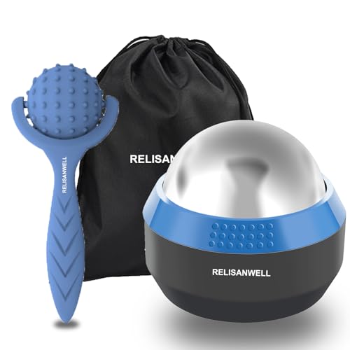 Image of Fitness Cryosphere Cold Massage Roller - Sore and Tight Muscle Pain Relief, Manual Self Massager, Relax Shoulders, Arms, Neck, Back, Legs, Calves, Foot and Body Tension, Essential Oil or Lotion