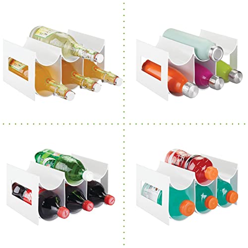 Mdesign Plastic Modern Free-Standing Bottle Rack Storage Organizer Holder For Kitchen, Cabinet, Pantry, Fridge, Freezer Organization - Hold Water Bottles, Wine - Lumiere Collection - White #TOP5