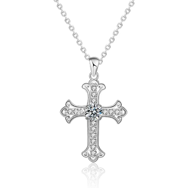 Pendentif diamant moissanite 0.5 carat, une croix en argent 925 à offrir en cadeau