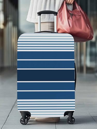 Dark Blue Stripe Travel Luggage Cover, Gradient Anti-scratch Elastic Luggage Covers For Suitcase Protector, Washable Baggage Covers2