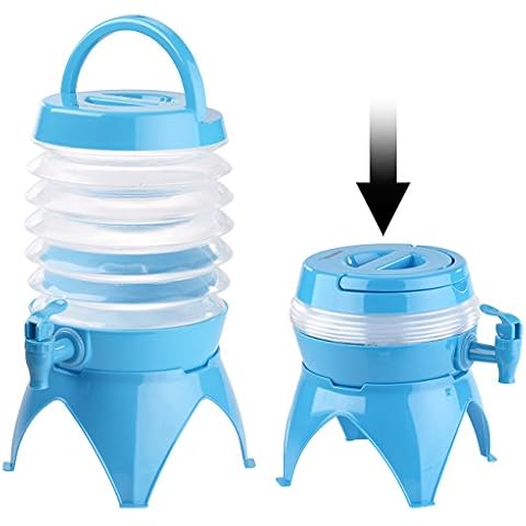 PEARL Faltbarer Wasserspender: Faltbares Fässchen, Auslaufhahn, Ständer, 3,5 Liter, blau/transparent (Wasserkanister für Wasserspender) Cover