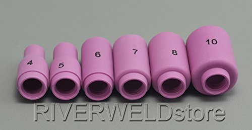 Image of RIVERWELD TIG Torch Ceramic Cup 13N08 13N09 13N10 13N11 13N12 13N13 kit 6pc