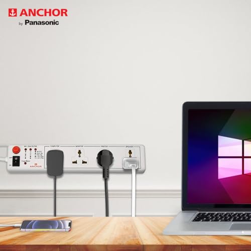 Anchor by Panasonic 4 way 6A International Socket with Single Switch | 4 Way Extension Board with 4 Mtr Extension Cord | Multi Plug Socket for Home... - Image 6