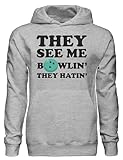 They See Me Bowlin' They Hatin' Bowling Ball Design Pullover Hoodie bnft, grau, XXL