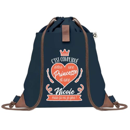 Sac de gym avec cordelettes en toile Nicole Princesse bleu pour le sport et l'entraînement