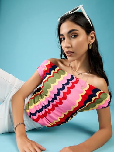 Image of Uptownie Women Top | Stretchable Cowl Neck Ruched Design | Sleeveless & Knitted Fabric for Casual Soft & Comfortable