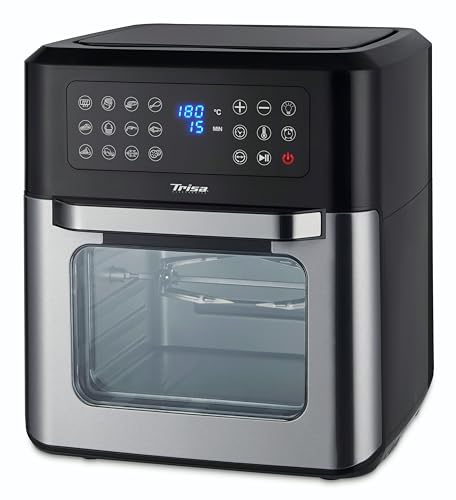 Trisa Heißluftfritteuse 12L "Crisp Master", Rotierender Frittierkorb, Airfryer mit Rotisserie, Grillen, Backen, Rösten, Dehydrieren, Aufwärmen, Touch-Display, 50-200°C, Spülmaschinenfest – Bild 3