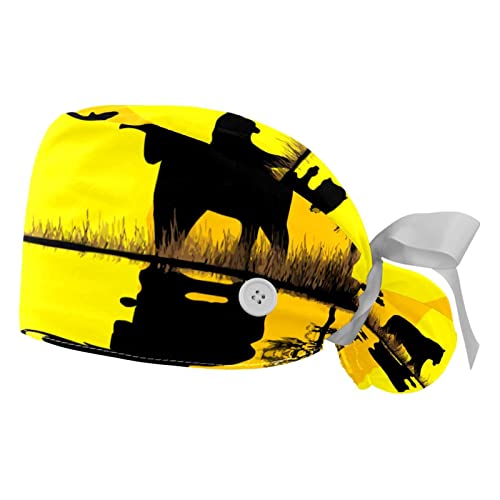 Casquettes de Travail Respirantes JDEZ Anti-Transpiration Motif Éléphant Africain - 2 Pièces