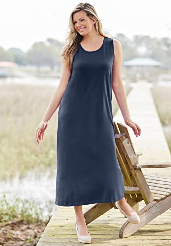 Woman Within Women's Plus Size Sleeveless Scoopneck Dress - 22/24, Raspberry Sorbet Pink #TOP4
