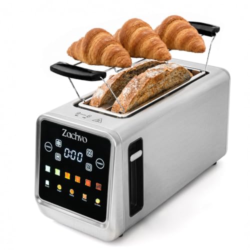 ZACHVO 4 Slice Long Slot Toaster with Touchscreen Memory & LED Countdown