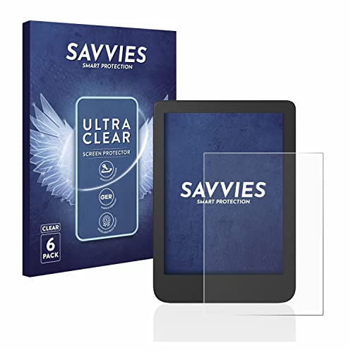savvies Screen Protector compatible with Tolino Shine 4 Protection Film Clear 6-Pack