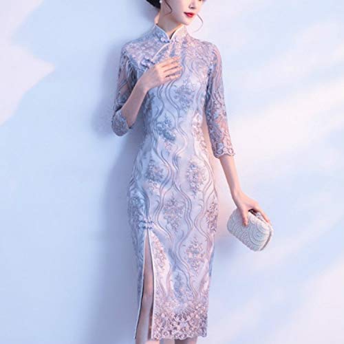 Amazon.com: Chinese Dress HCM Dignified Atmosphere Improved Cheongsam Dress  (Color : Silver Grey, Size : S) : Clothing, Shoes \u0026 Jewelry