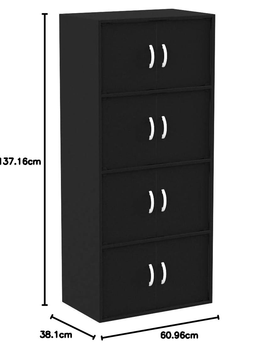【人気商品】Hodedah 本棚 ブラック 4段 8枚扉 キャビネット 【日本正 Amazon.co.jp: Hodedah 本棚 ブラック 4段 8枚扉 キャビネット 【日本