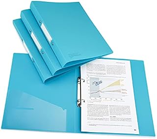 Rapesco 1664 Germ-Savvy Antibacterial A4 2-Ring PP Ring Binder, 35 mm Spine, Aqua, Set of 4
