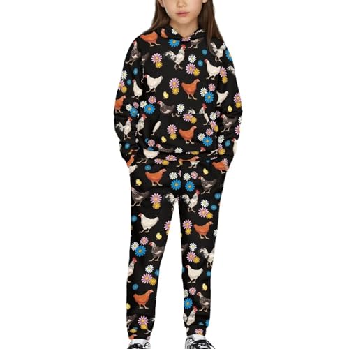 Renewold 2 Pieces Sweatsuits Set Long Sleeve Kids Hoodie Sweatshirt Jogger Sweatpants Girls Tracksuits Activewear