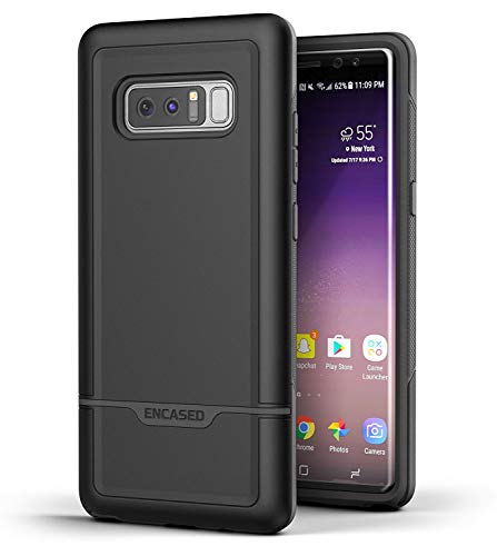 Galaxy Note 8 Heavy Duty Case - Encased (Rebel Series) Military Grade Rugged Cover w/TPU for Samsung Note 8 Phone (Black)